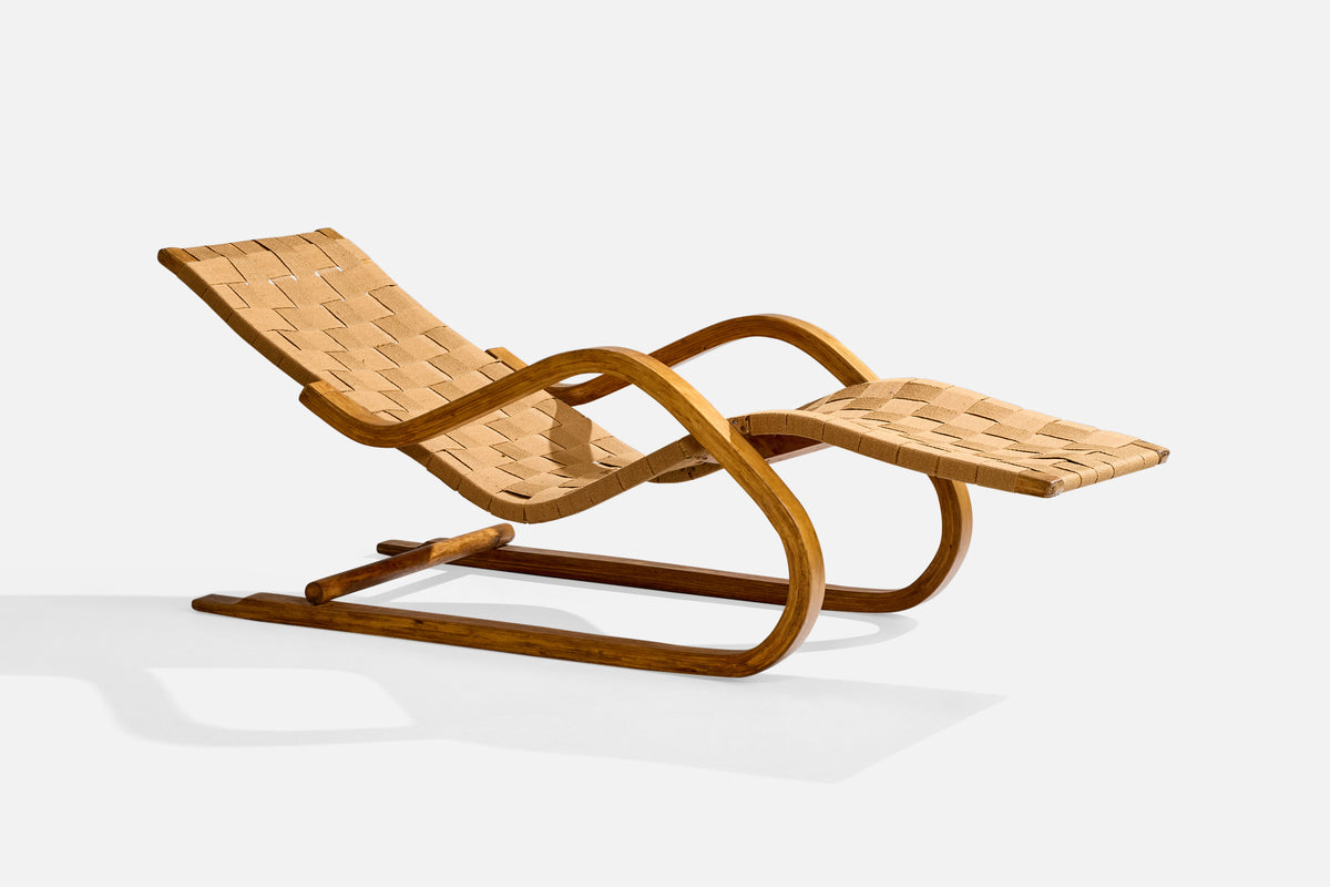 Alvar Aalto, Chaise Longue, Birch, Fabric, Finland, 1947 – PRB