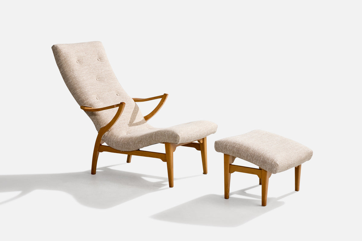 グランドセール 漫画 JIO-Möbler, Fabric Oak, Ottoman, with Chair Lounge Siesta 1人掛けソファ