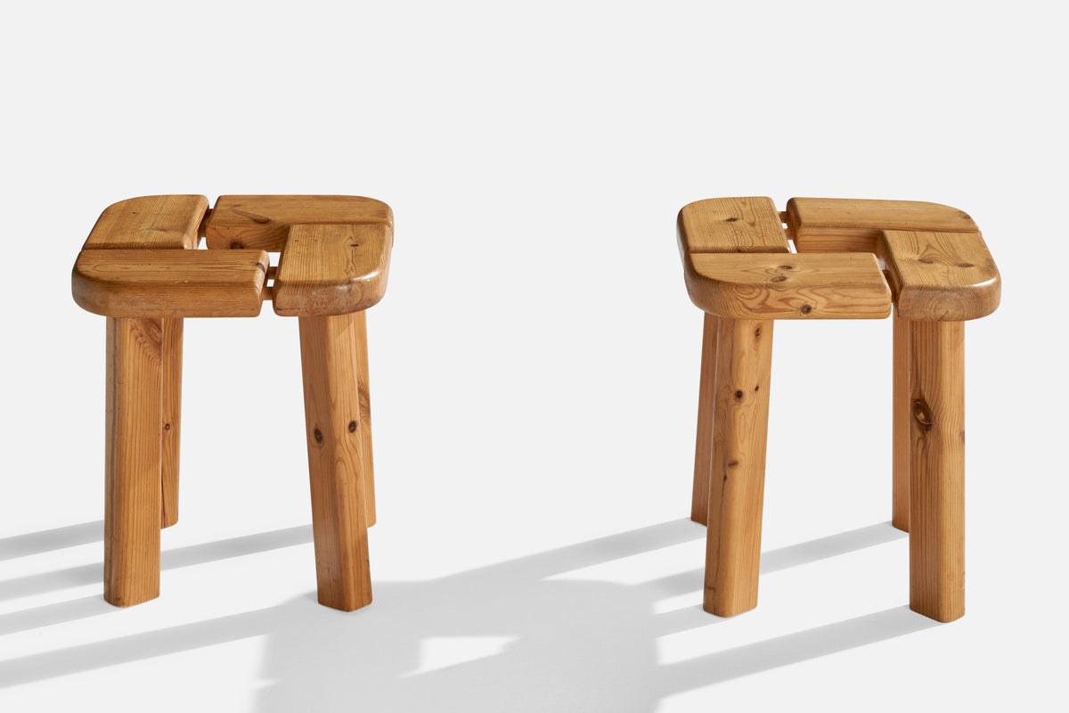 希少 Olof Ottelin Stool Olof Ottelin Attribution, Stools, Pine, Finland, 1970s – PRB