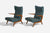 Pair Of Blue/Wooden Lounge Chairs Default Title