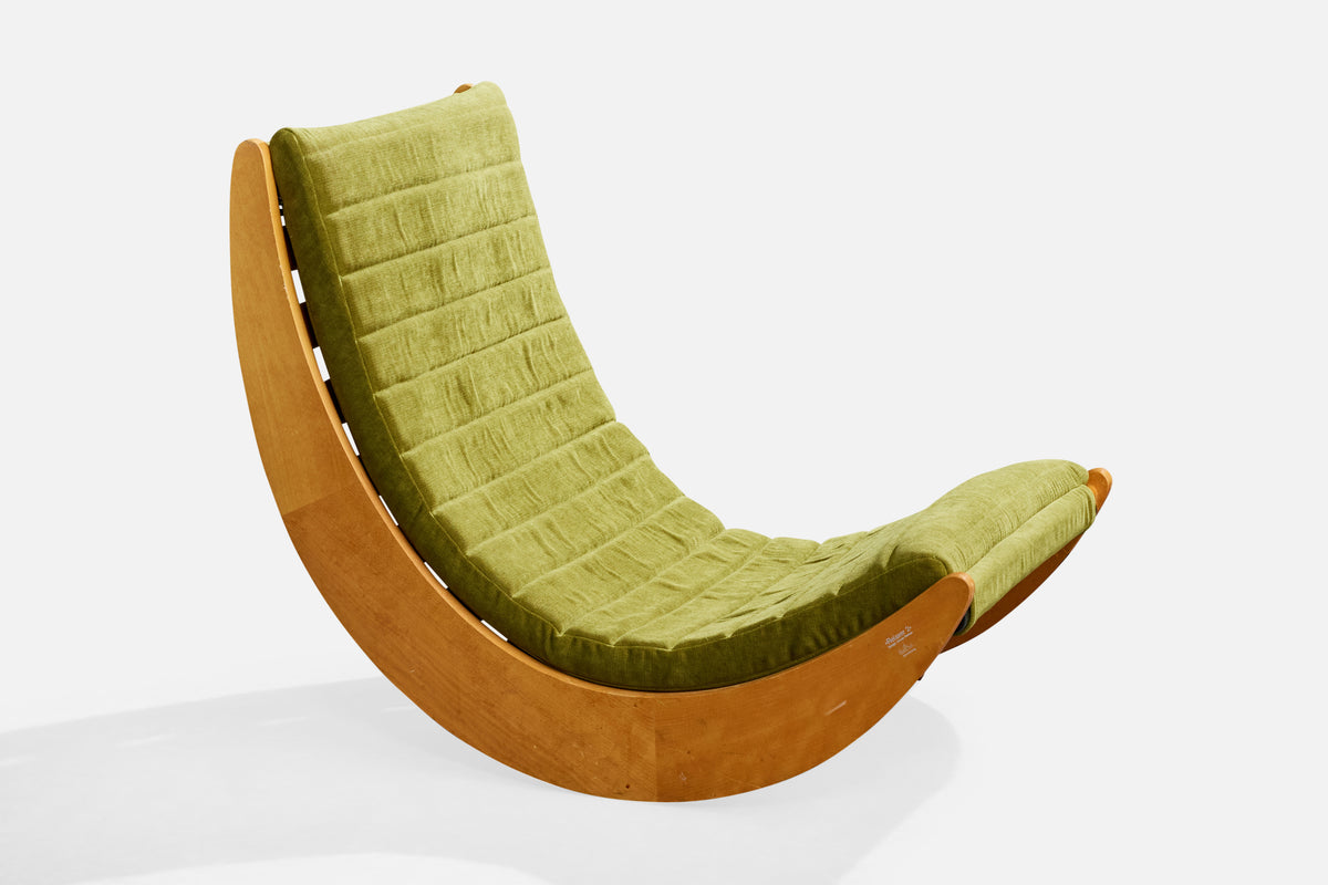 Verner Panton, Rocking Lounge Chair, Wood, Fabric, Germany, 1980s – PRB