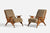French Designer, Lounge Chairs, Oak, France, 1950s