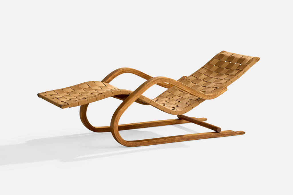 Alvar Aalto, Chaise Longue, Birch, Fabric, Finland, 1947 – PRB