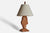 American Designer, Freeform Table Lamp, Oak, Fabric, USA, 1950s