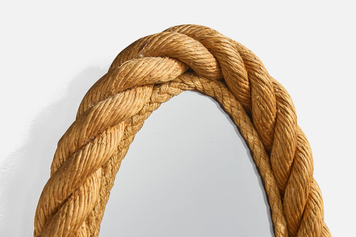 French Designer, Wall Mirror, Rope, France, 1970s – PRB